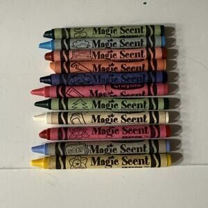 VTG Binney & Smith Crayola Magic Scent Crayons 11 Count USED BROKEN